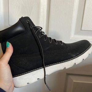 Black and White Timberland Boots